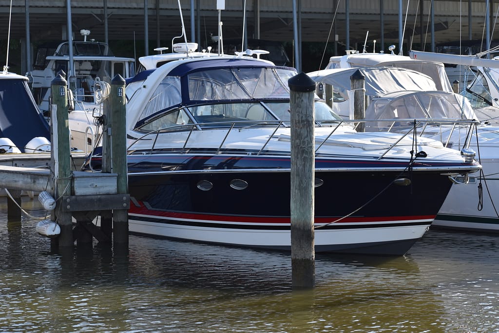 powerboat in slip