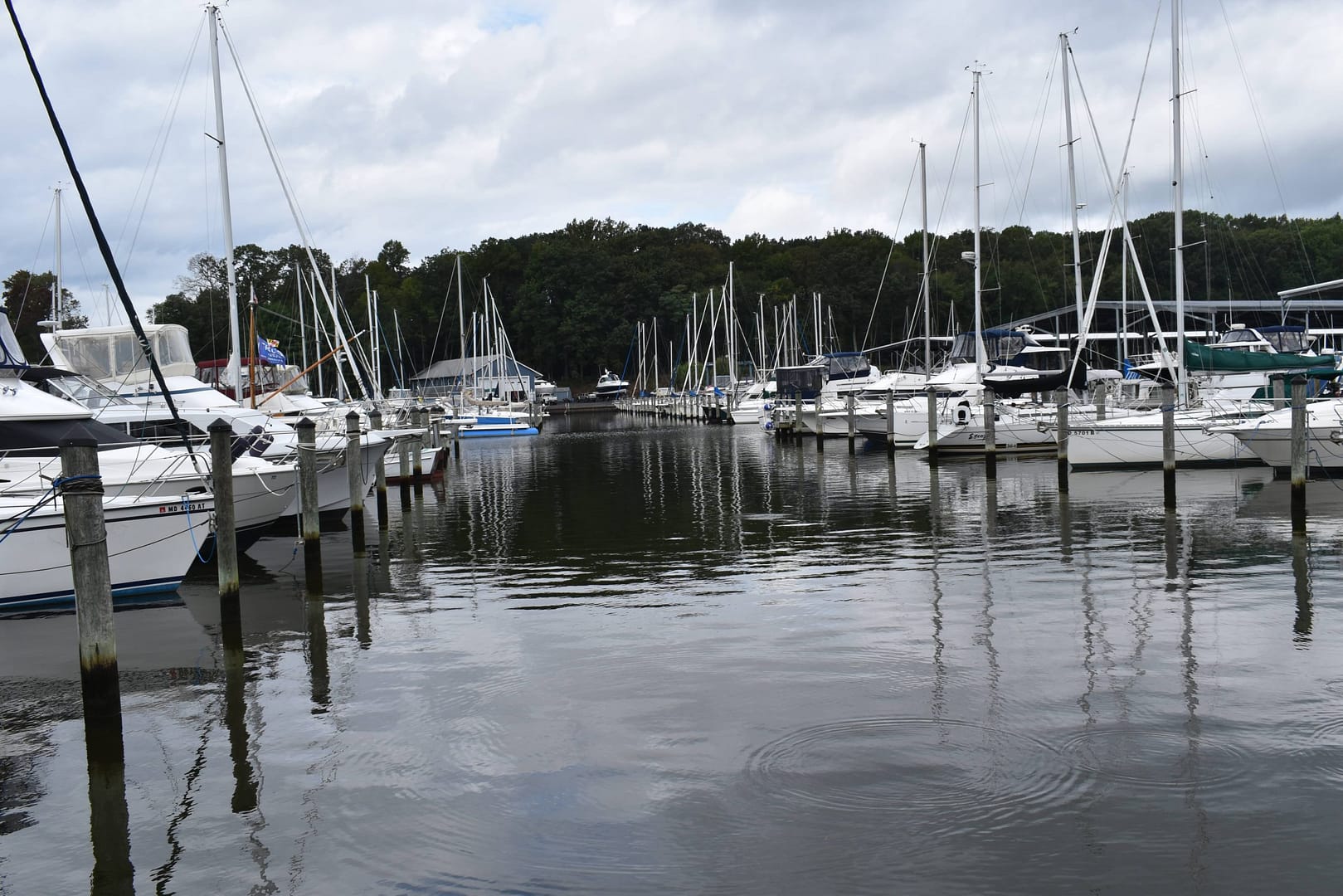 View of waterway between docks H and I