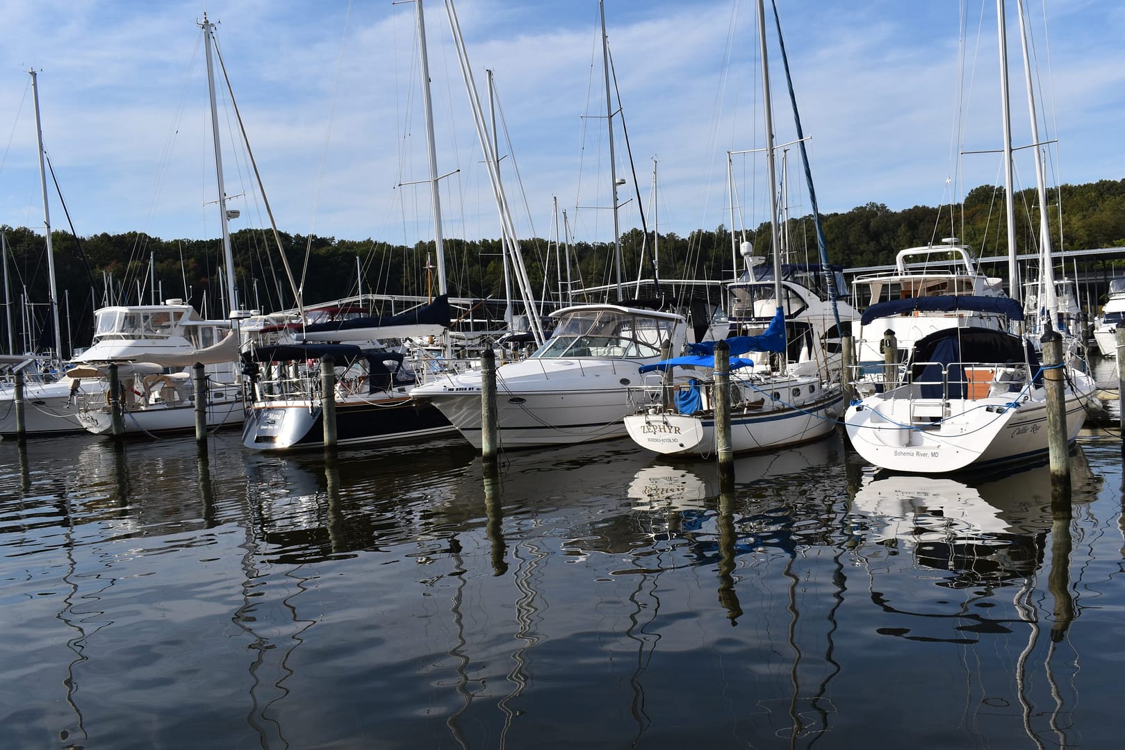 Sailing vessels in their slips
